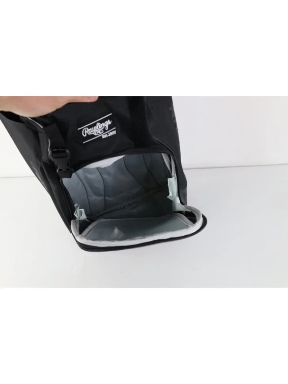 Rawlings Baseball Spell Out Bat Glove Holder Backpack Book Bag Carry On Black
